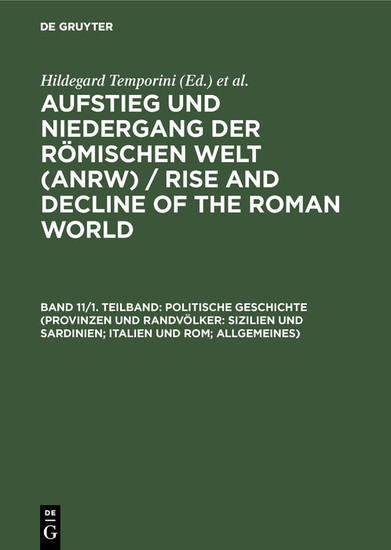 Politische Geschichte (Provinzen und Randvölker: Sizilien und Sardinien; Italien und Rom; Allgemeines) main product photo