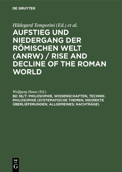 Philosophie, Wissenschaften, Technik. Philosophie (Systematische Themen; Indirekte Überlieferungen; Allgemeines; Nachträge) main product photo