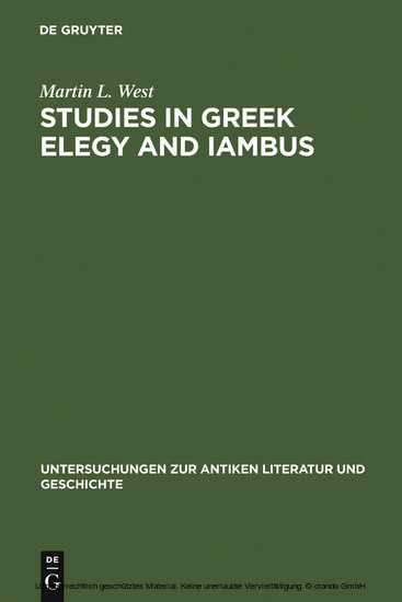 Studies in Greek Elegy and Iambus main product photo