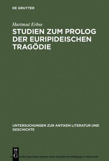 Studien zum Prolog der euripideischen Tragödie main product photo