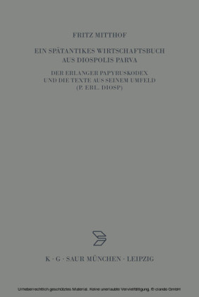 Ein spätantikes Wirtschaftsbuch aus Diospolis Parva