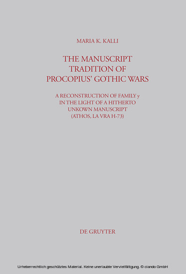 The Manuscript Tradition of Procopius' Gothic Wars main product photo