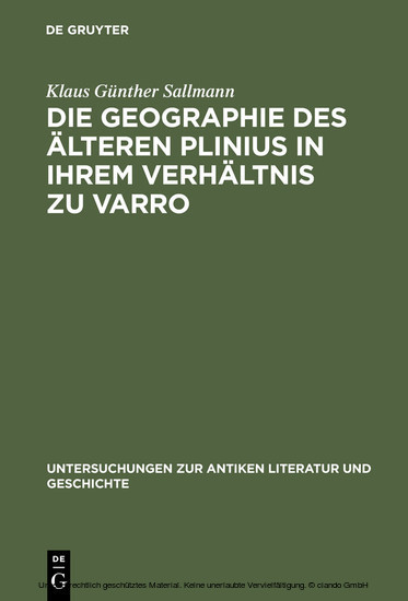 Die Geographie des älteren Plinius in ihrem Verhältnis zu Varro main product photo