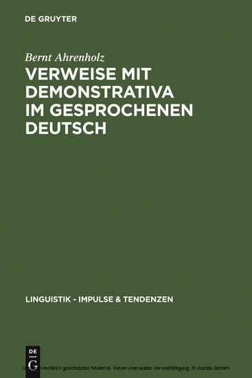 Verweise mit Demonstrativa im gesprochenen Deutsch main product photo