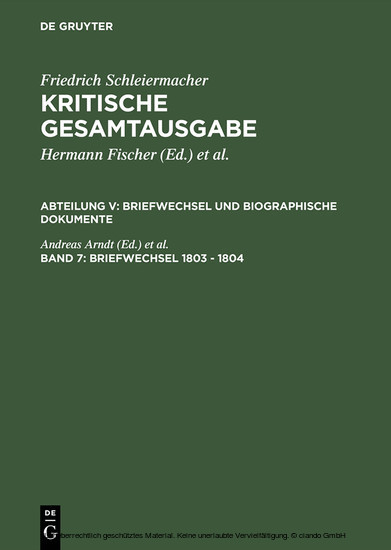 Briefwechsel 1803 - 1804 main product photo