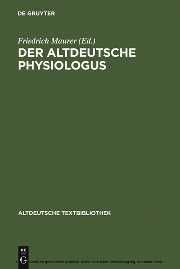 Der altdeutsche Physiologus main product photo