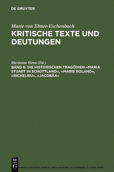 Die historischen Tragödien "Maria Stuart in Schottland", "Marie Roland", "Richelieu", "Jacobäa" main product photo