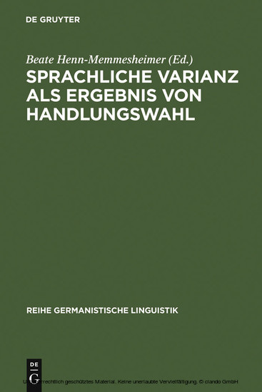 Sprachliche Varianz als Ergebnis von Handlungswahl main product photo
