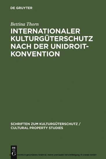 Internationaler Kulturgüterschutz nach der UNIDROIT-Konvention main product photo
