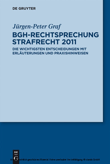 BGH-Rechtsprechung Strafrecht 2011 main product photo