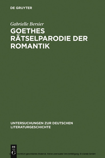 Goethes Rätselparodie der Romantik main product photo