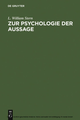 Zur Psychologie der Aussage