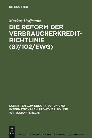 Die Reform der Verbraucherkredit-Richtlinie (87/102/EWG) main product photo