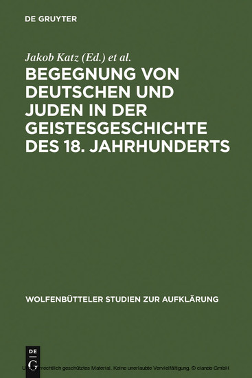 Begegnung von Deutschen und Juden in der Geistesgeschichte des 18. Jahrhunderts main product photo