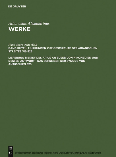 Brief des Arius an Euseb von Nikomedien und dessen Antwort - Das Schreiben der Synode von Antiochien 325 main product photo