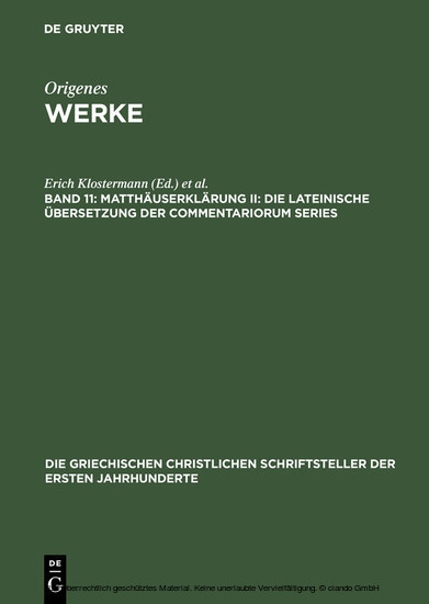 Matthäuserklärung II: Die lateinische Übersetzung der Commentariorum Series main product photo