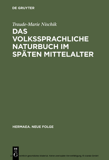 Das volkssprachliche Naturbuch im späten Mittelalter main product photo