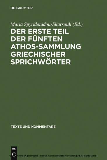 Der erste Teil der fünften Athos-Sammlung griechischer Sprichwörter main product photo