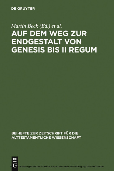 Auf dem Weg zur Endgestalt von Genesis bis II Regum main product photo