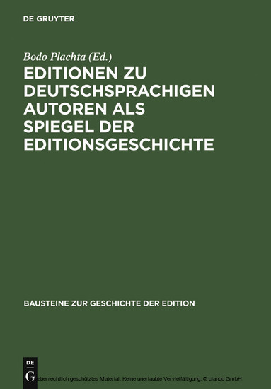 Editionen zu deutschsprachigen Autoren als Spiegel der Editionsgeschichte main product photo