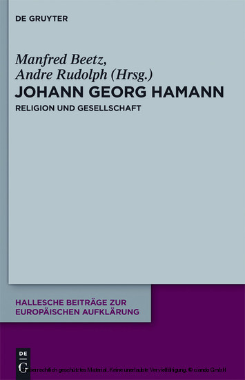 Johann Georg Hamann: Religion und Gesellschaft main product photo