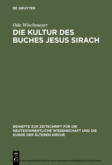 Die Kultur des Buches Jesus Sirach main product photo