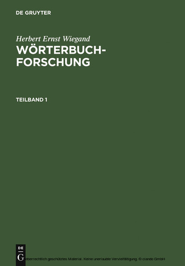 Herbert Ernst Wiegand: Wörterbuchforschung. Teilband 1 main product photo