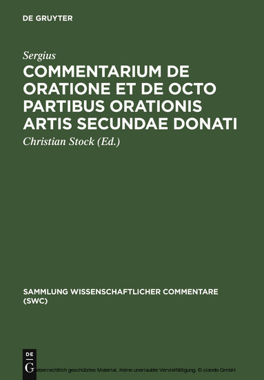 Commentarium de oratione et de octo partibus orationis artis secundae Donati main product photo