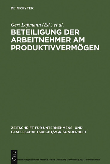 Beteiligung der Arbeitnehmer am Produktivvermögen main product photo