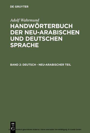 Deutsch - neu-arabischer Teil. Bd.2 main product photo