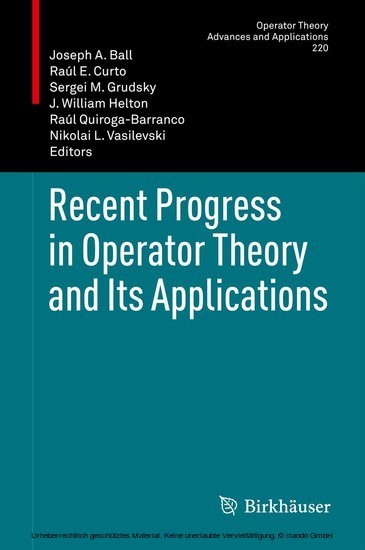 Recent Progress in Operator Theory and Its Applications main product photo
