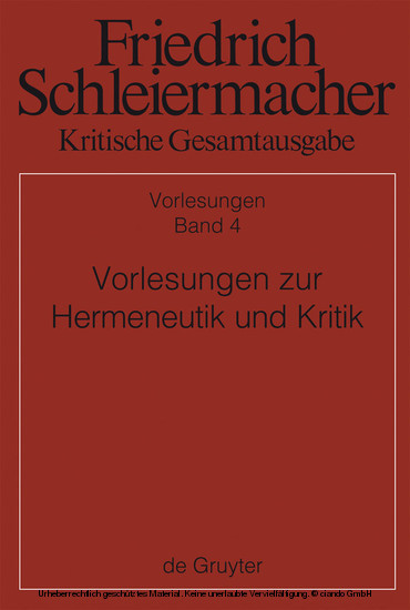 Vorlesungen zur Hermeneutik und Kritik main product photo