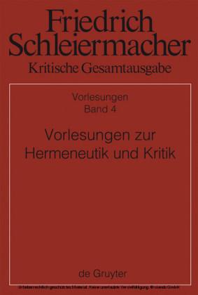 Vorlesungen zur Hermeneutik und Kritik