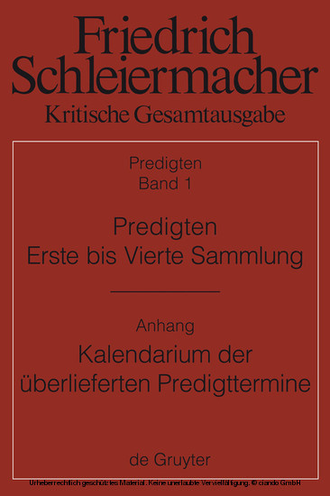 Predigten. Erste bis Vierte Sammlung (1801-1820) mit den Varianten der Neuauflagen (1806-1826) main product photo