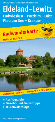 PublicPress Radwanderkarte Eldeland - Lewitz, Ludwigslust - Parchim - Lübz - Plau am See - Krakow