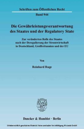 Die Gewährleistungsverantwortung des Staates und der Regulatory State. main product photo