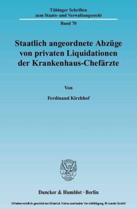 Staatlich angeordnete Abzüge von privaten Liquidationen der Krankenhaus-Chefärzte. main product photo