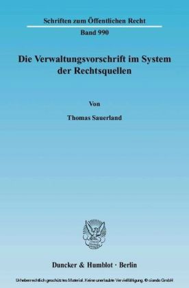 Die Verwaltungsvorschrift im System der Rechtsquellen.