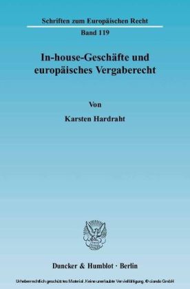 In-house-Geschäfte und europäisches Vergaberecht.