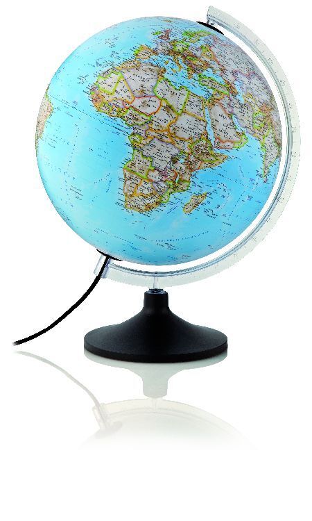 National Geographic Carbon Classic Leuchtglobus, metallverstärkter Kunstsofffuß u. transparenter Kunststoffmeridian main product photo
