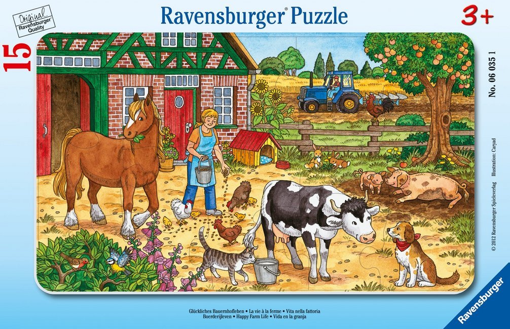 Ravensburger Kinderpuzzle - 06035 Glückliches Bauernhofleben - Rahmenpuzzle für Kinder ab 3 Jahren, mit 15 Teilen main product photo