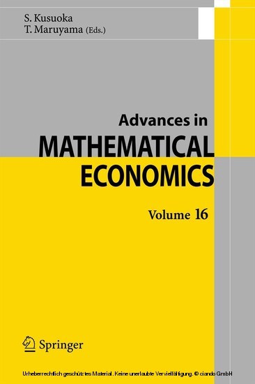 Advances in Mathematical Economics Volume 16 main product photo
