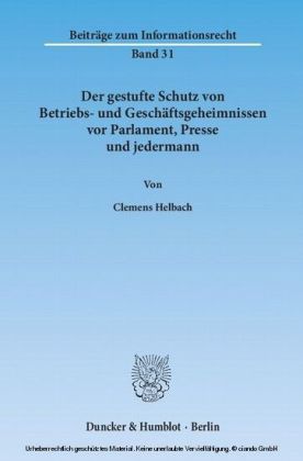 Der gestufte Schutz von Betriebs- und Geschäftsgeheimnissen vor Parlament, Presse und jedermann.