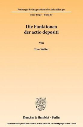 Die Funktionen der actio depositi.