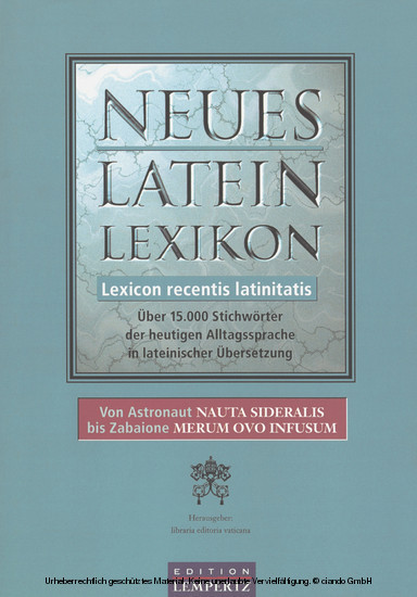 Neues Latein-Lexikon - Lexicon recentis latinitatis main product photo