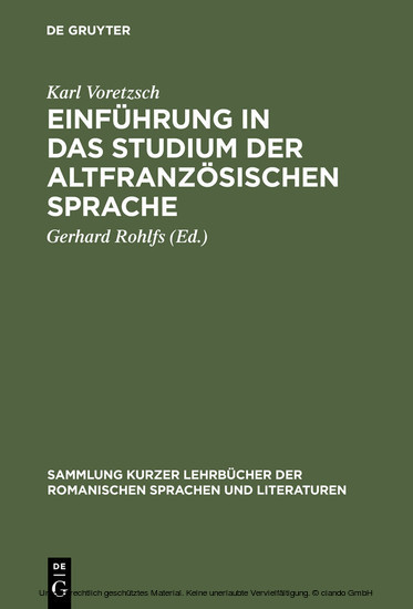 Einführung in das Studium der altfranzösischen Sprache main product photo