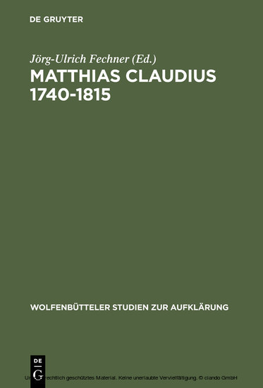 Matthias Claudius 1740-1815 main product photo