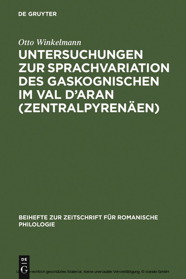 Untersuchungen zur Sprachvariation des Gaskognischen im Val d'Aran (Zentralpyrenäen) main product photo