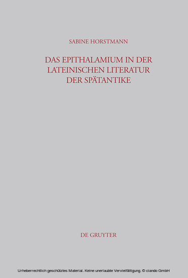 Das Epithalamium in der lateinischen Literatur der Spätantike main product photo