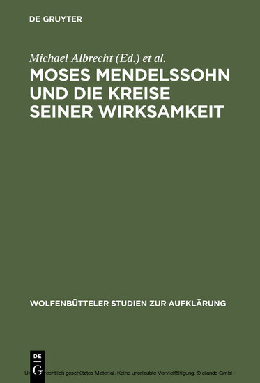 Moses Mendelssohn und die Kreise seiner Wirksamkeit main product photo